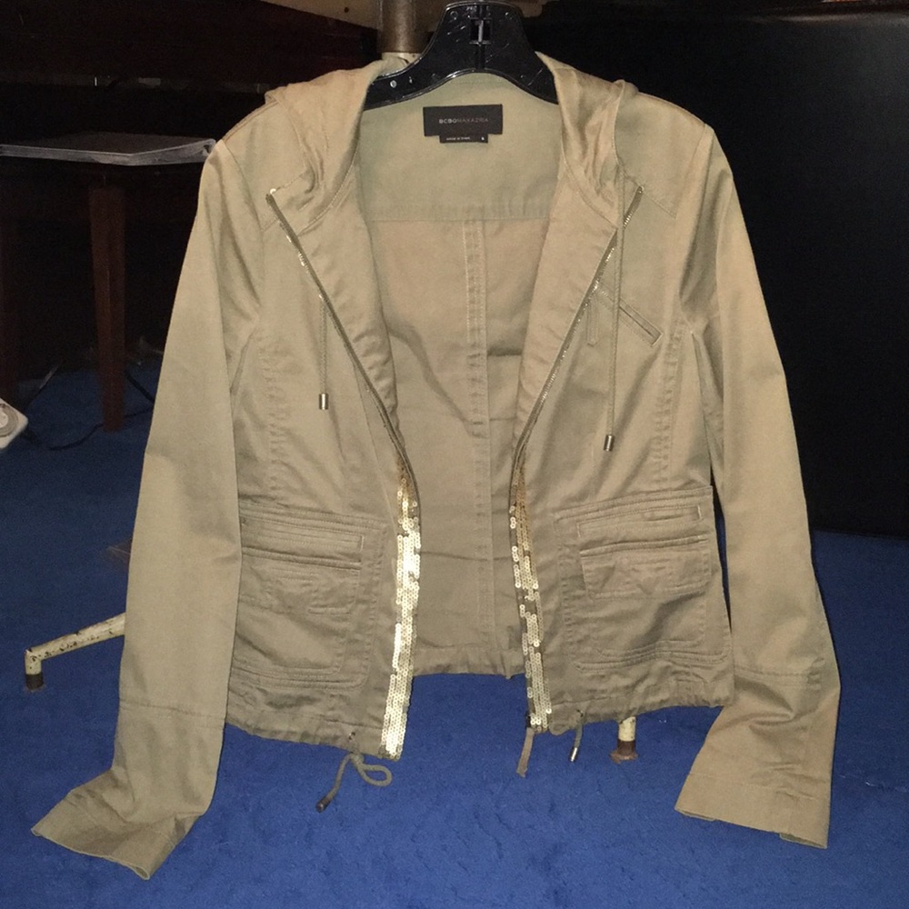 BCBGMAXAZRIA Green Jacket with Sequins